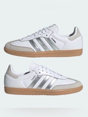 adidas Originals Samba OG white/silver leather – size 8.5M / 9.5W
